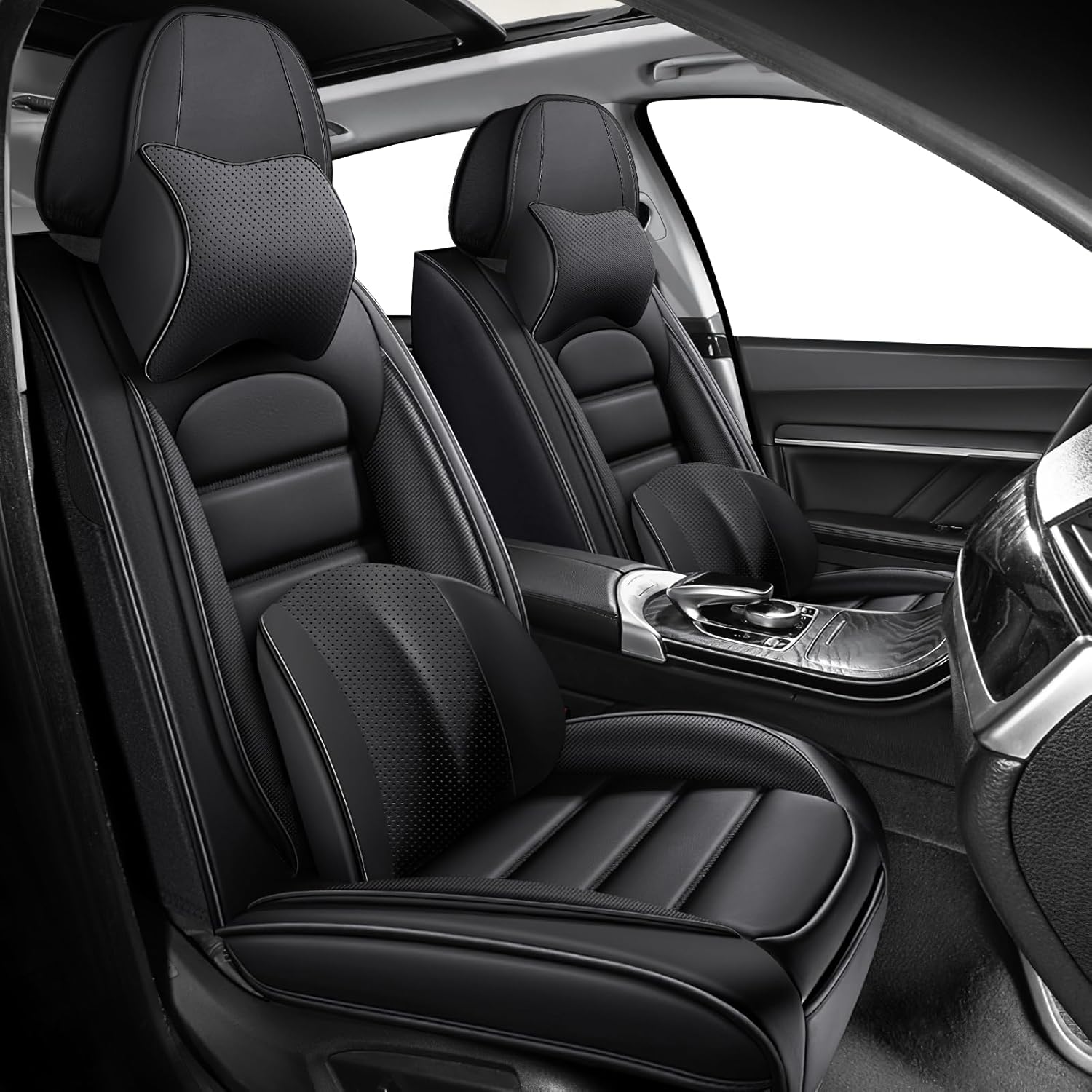 Front Set for Honda Accord Seat Covers 2001-2026, Waterproof Nappa Leather Car Seat Protector, Anti-Slip & Comfortable Car seat Cover (Luxury 2 Seats Black)