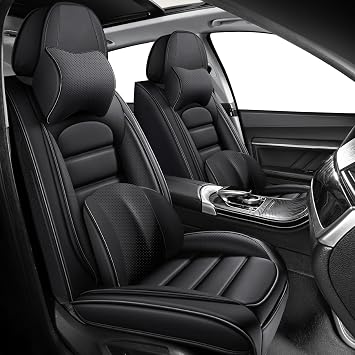 Front Set for Audi A5 Seat Covers 2008-2026, Waterproof Nappa Leather Car Seat Protector, Anti-Slip & Comfortable Car seat Cover Luxury 2 Seats Black