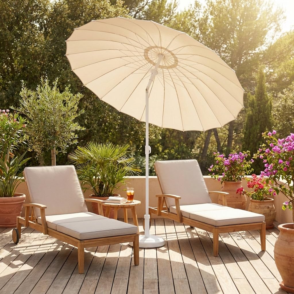 HEMAX Ombrellone da Giardino Parasole da Spiaggia 2,2mt con Palo Centrale