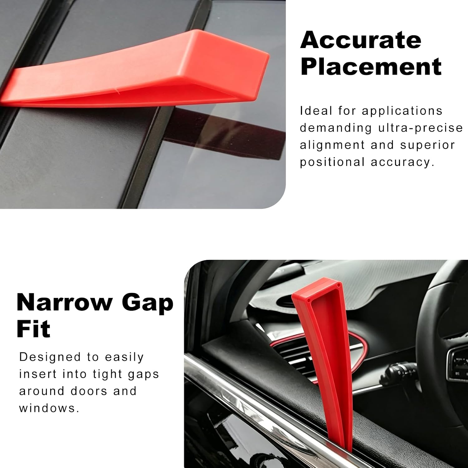 4 PCS Car Window Curved Dent Repair Kit, Paintless Plastic Curved Design Auto Dent Removal Tool, Universal Door Window Wedge Repair Tool for Most Vehicles, Car Accessories (Red) image 3