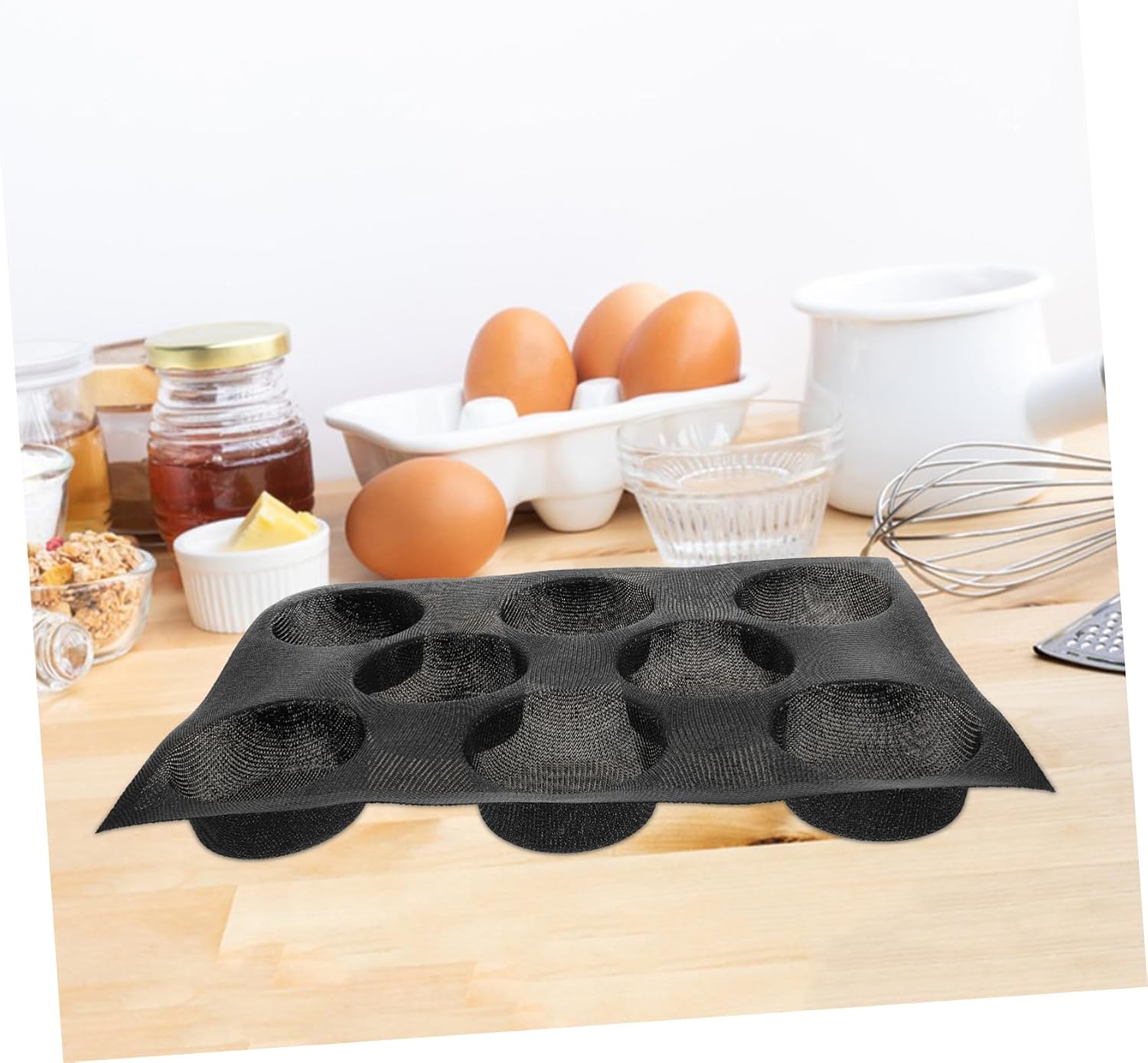 Silicone Hamburger Bun Mold Cavity Flexible Baking Pan for Muffins and Cakes Nonstick Design for Easy Demolding for Gluten Buns and Versatile Pastry Creation