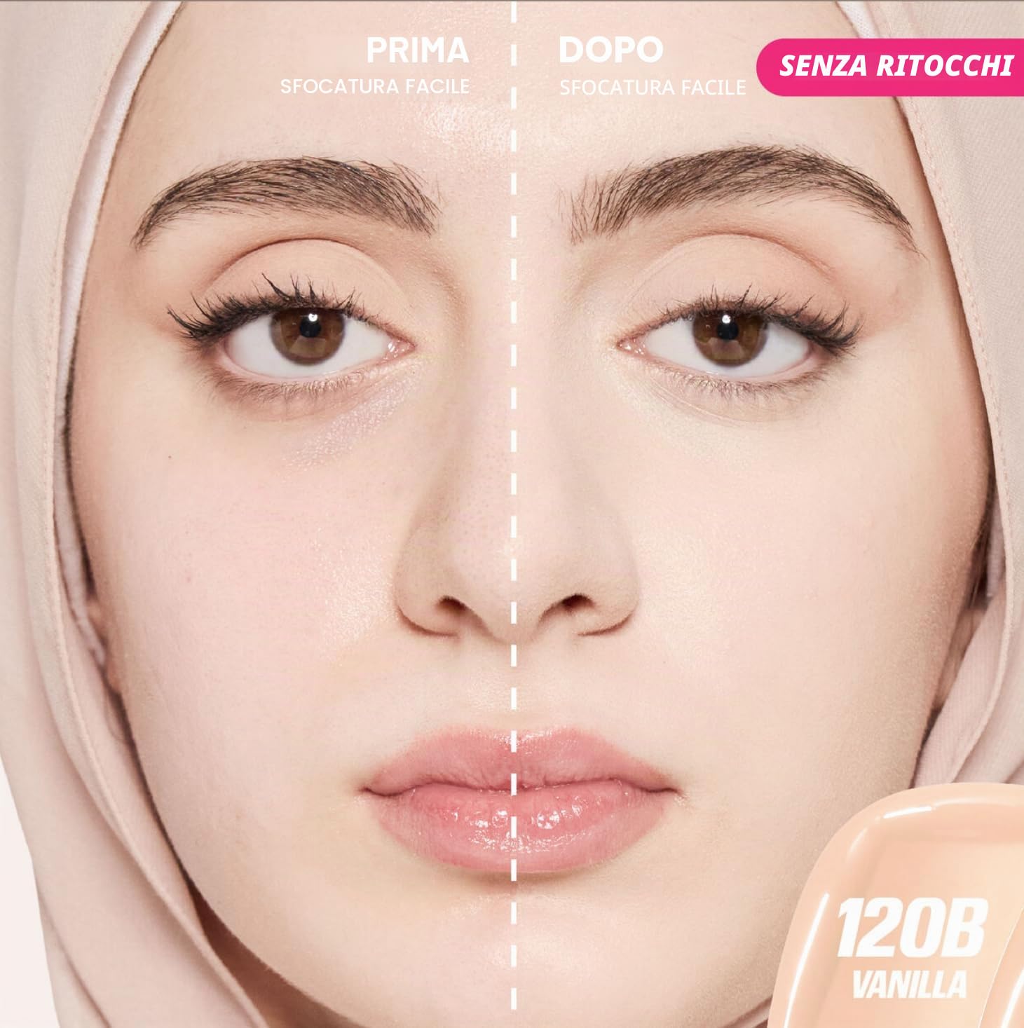 HUDABEAUTY ORIGINAL | Fondotinta Easy Blur Natural Airbrush - Base di trucco | 30 ml | di BELLA | (120B Vaniglia, 30 ml (Confezione da 1))