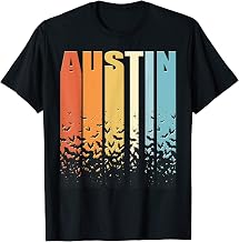 Austin Bats Retro 70s Vintage Bat Watching Silhouette Austin T-Shirt