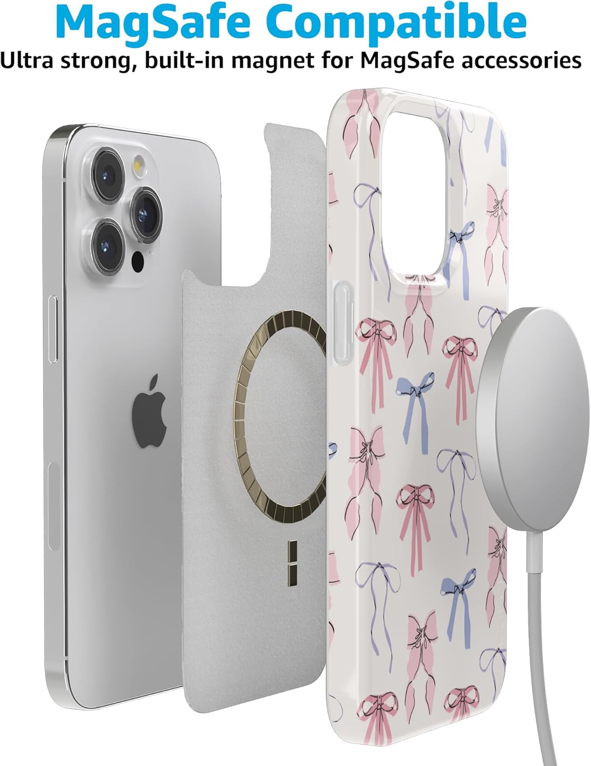 Casely iPhone 15 Pro Max Case | Coquette Girlie | Pastel Bows | Compatible with MagSafe | Classic Ultra Slim Design - Image 3