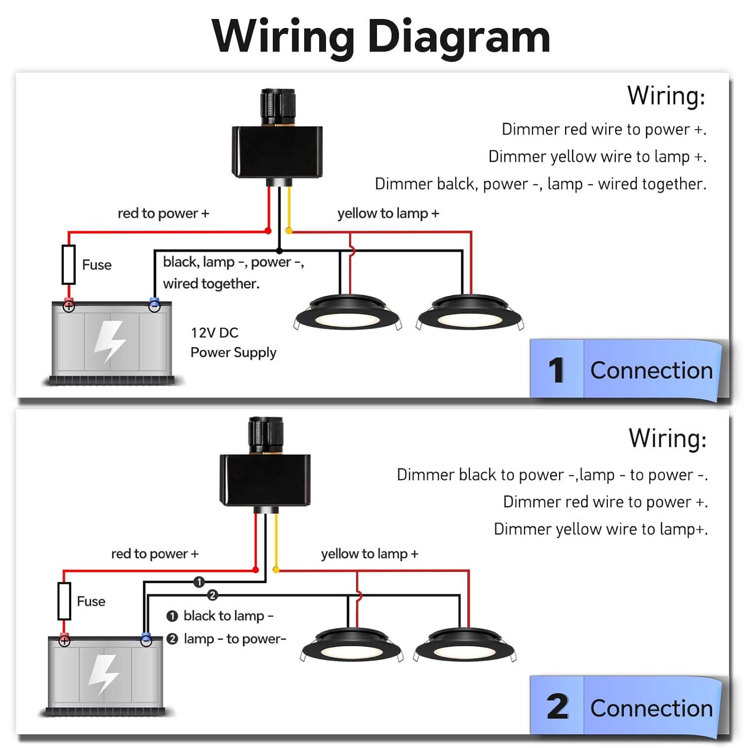 Acegoo RV Light Dimmer Switch DC 12V Aluminum High-Side PWM Dimmer, Perfect for Camper Van Boat Trailer Truck Cars Strip Light, Rotary Dimming (6A-Black)