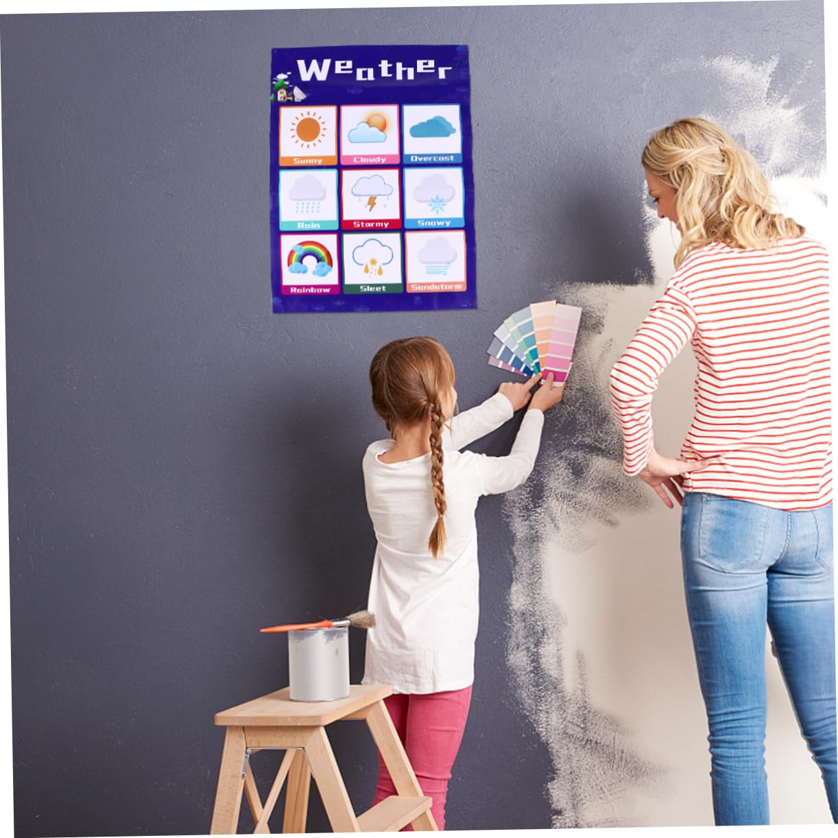 HOMSFOU Tableau Éducatif pour Tout-petits en Pp Colle Arrière, Affiches Suspendues en Anglais, Apprentissage Ludique, Léger et Petit, pour Garçon et Couleur Aléatoire Style Aléatoire