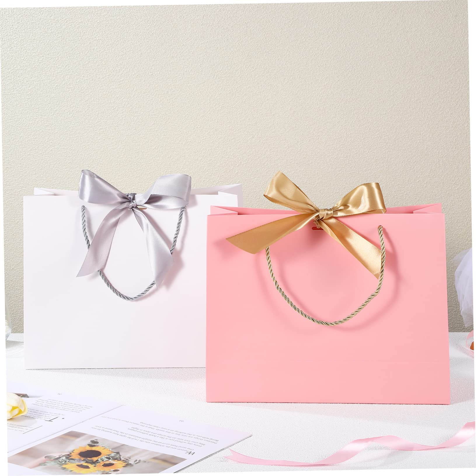 SOESFOUFU 10stücke Papiertüten Mit Griffen Geschenktüten Aus Papier Tragbare Einkaufstüten Für Partys Hochzeiten Feiern Und Shopping