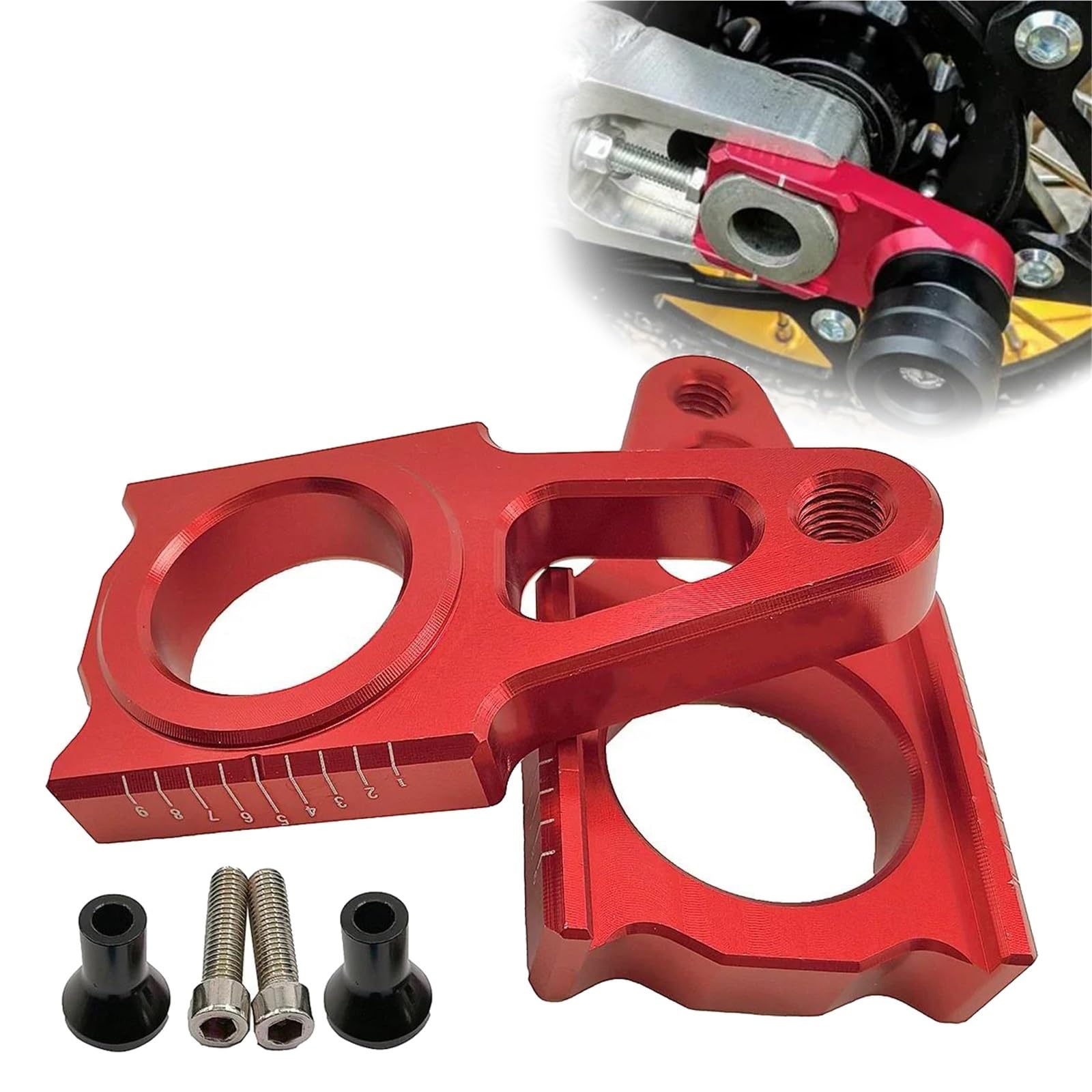 Tendeur de chaîne d'essieu arrière CNC rouge pour moto CRF250R et CRF450X 2004-2022