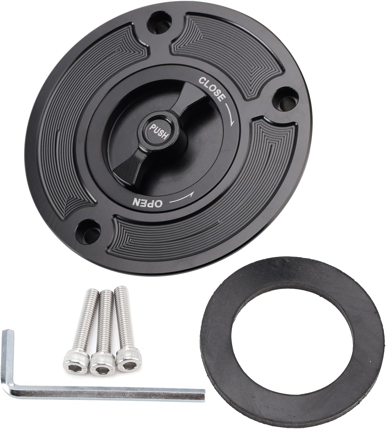 Areyourshop Quick Release Keyless Fuel Gas Cap 107mm Fit for Suzuki GSX-R1000 2005-2022 / GSX-R750 2004-2025 for Suzuki SV650 2003-2009 / SV1000 2003-2007