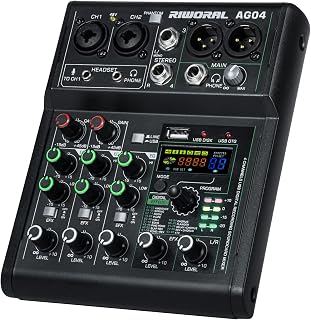 4 Channel Audio Mixer With Effects 88 Dsp Mixer Mixing Board Usb Interface Bluetooth Music Player + 48v Line Phantom Power Audio Mixer To Pc/Phone For Karaoke Record Livestream