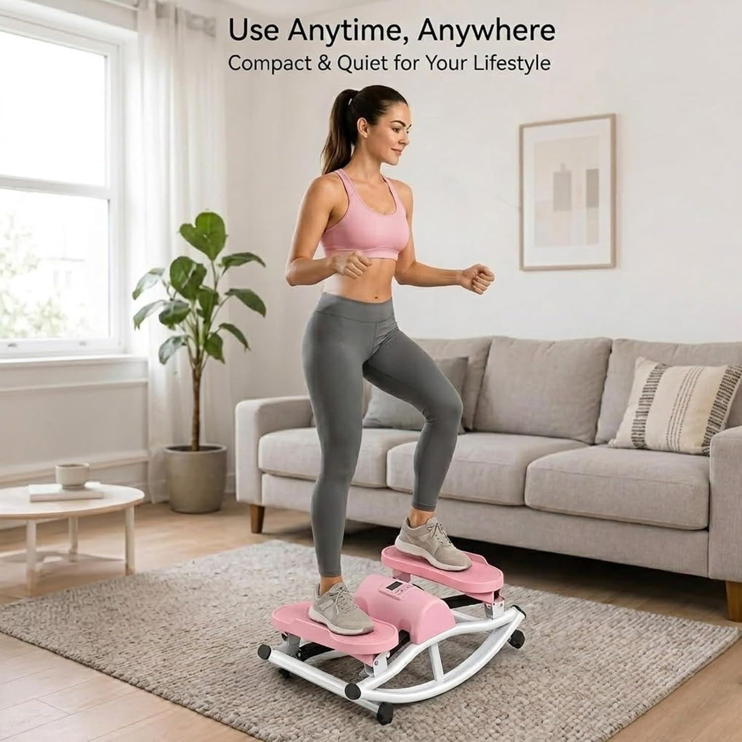 Rock Stepper, Rock Stepper Side to Side with Resistance Bands & Silent Anti-Slip Mat, Stair Stepper for Exercise at Home