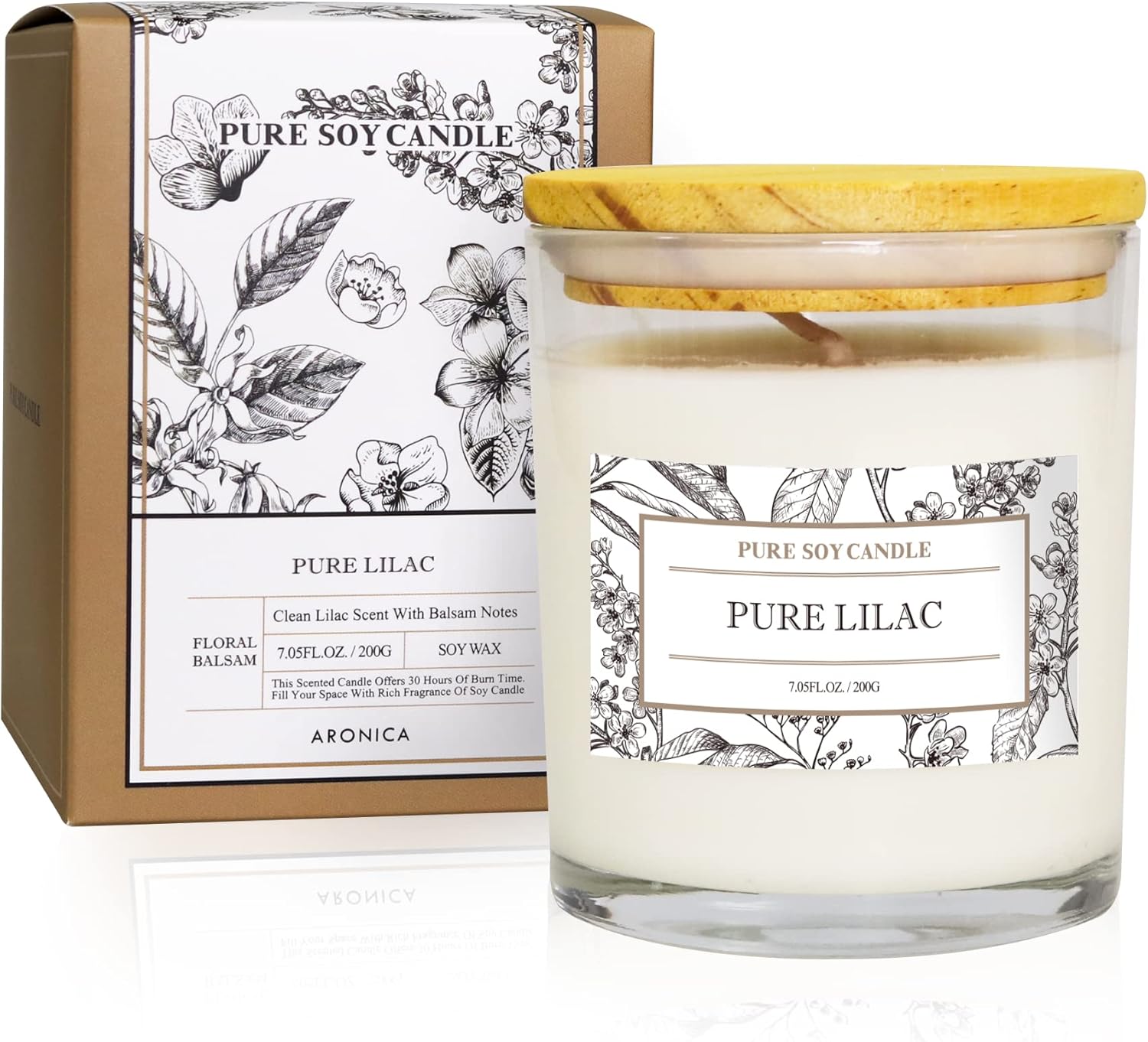 Aronica Pure Candle, Pure Lilac Scent, 7.05oz, Hotel