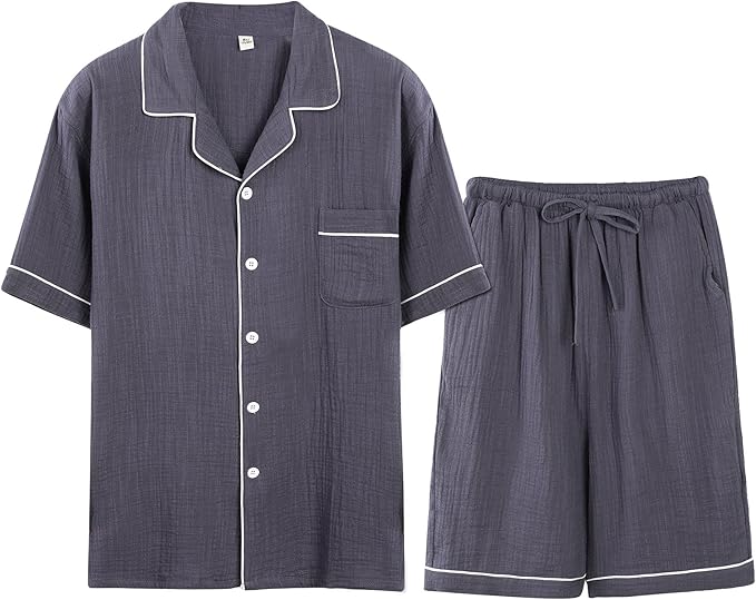 Amazon パジャマ レディース メンズ 綿 二重ガーゼ ルームウェア 夏 部屋着 半袖 短パンツ 上下セット ポケット付き 吸汗 通気性 夫婦 パジャマ 通販
