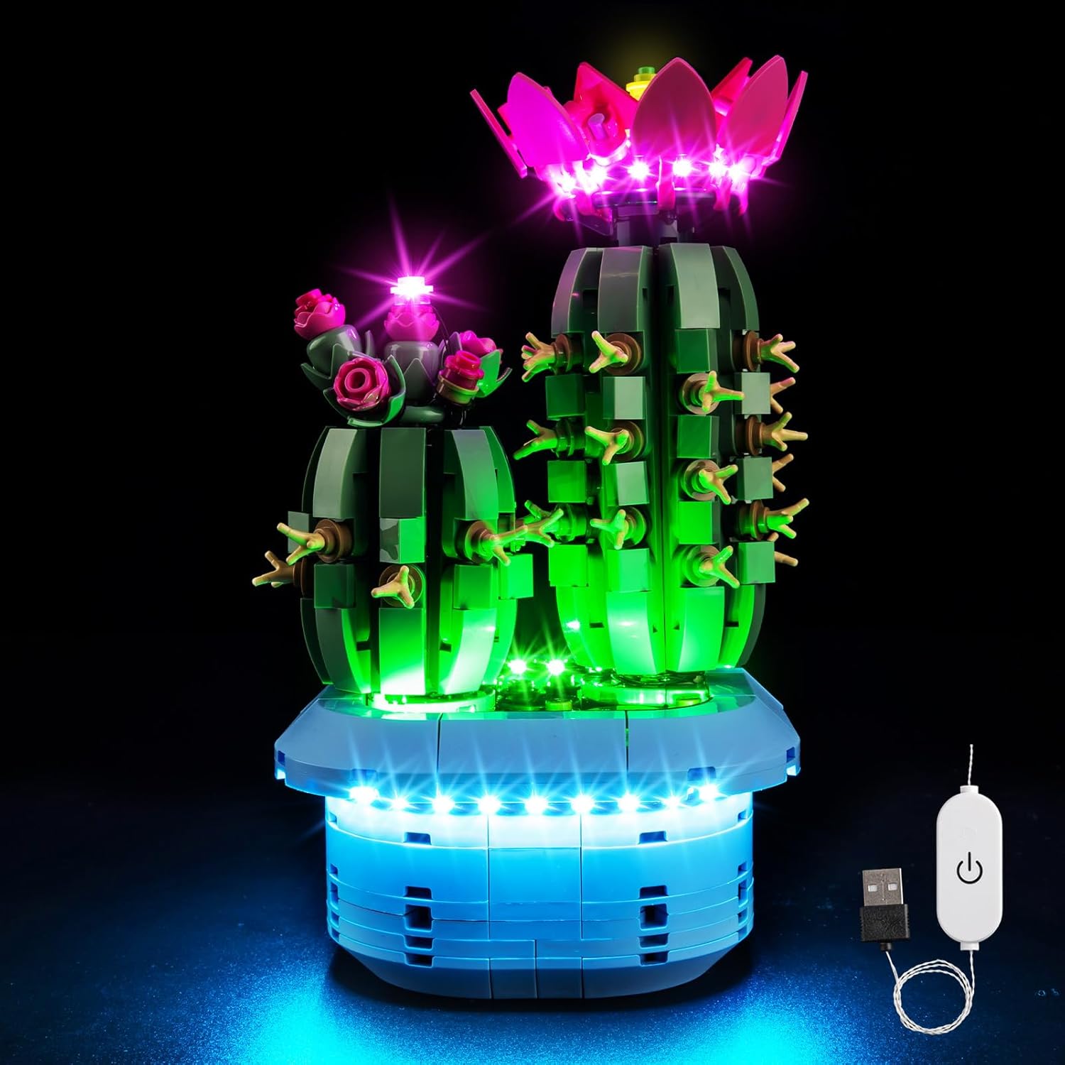 Kyglaring Light Kit Compatible with Lego Flowering Cactus 11509 Building Blocks, Upgrade Touch Controls and Colorful Lighting, Building Block Accessory for Lego 11509 Model Set, Lights Only