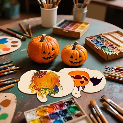 Miniatura 7 de 30 recortes de calabaza de madera de 3.5 pulgadas sin terminar en blanco de madera de calabaza para manualidades, recortes para Halloween, otoño,