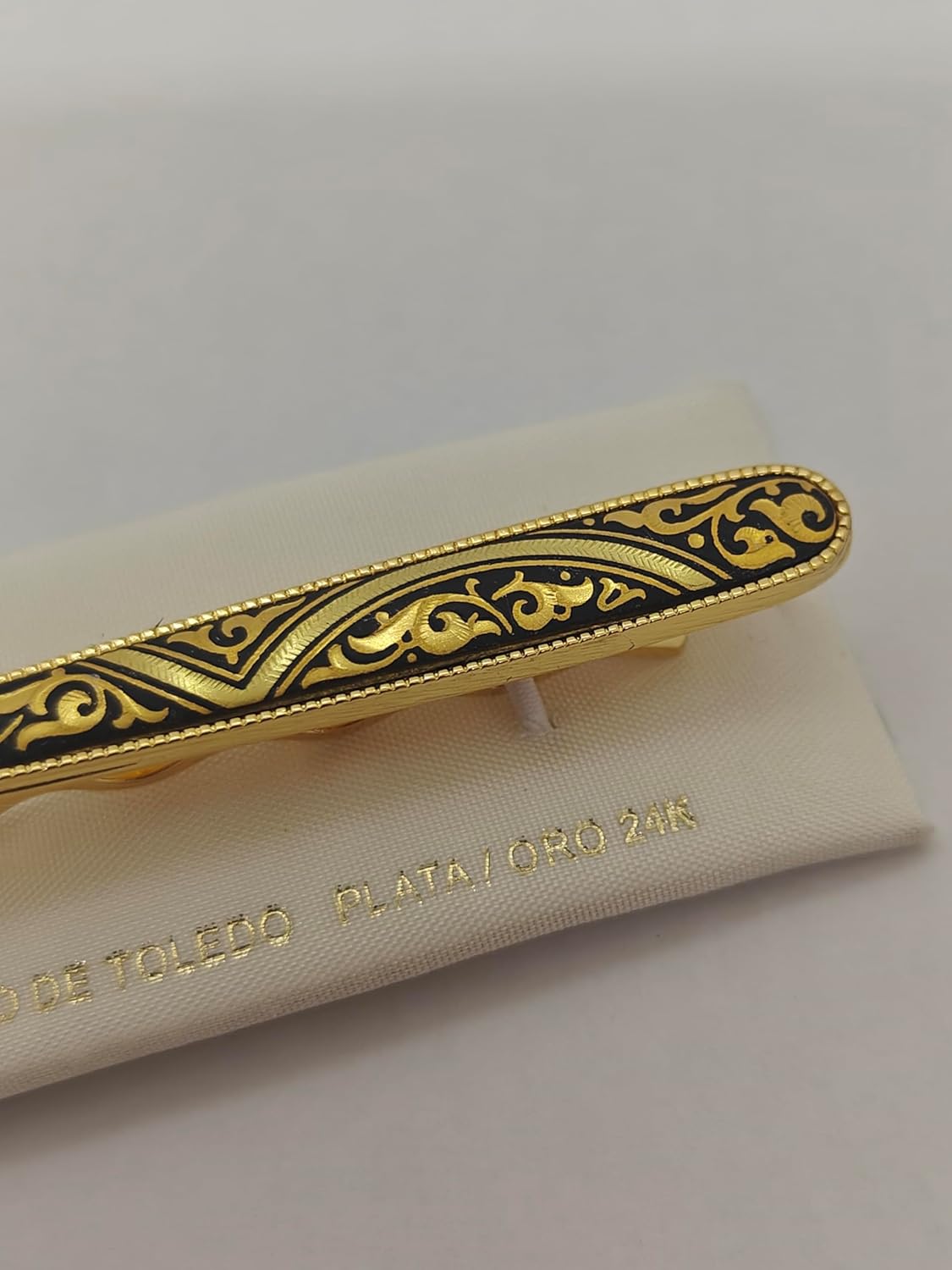 Vintage Damascene Spanish tie bar/clip clasp for men from Spain 24K Gold & Steel, Father's Day gift, wedding gift, gifts for him