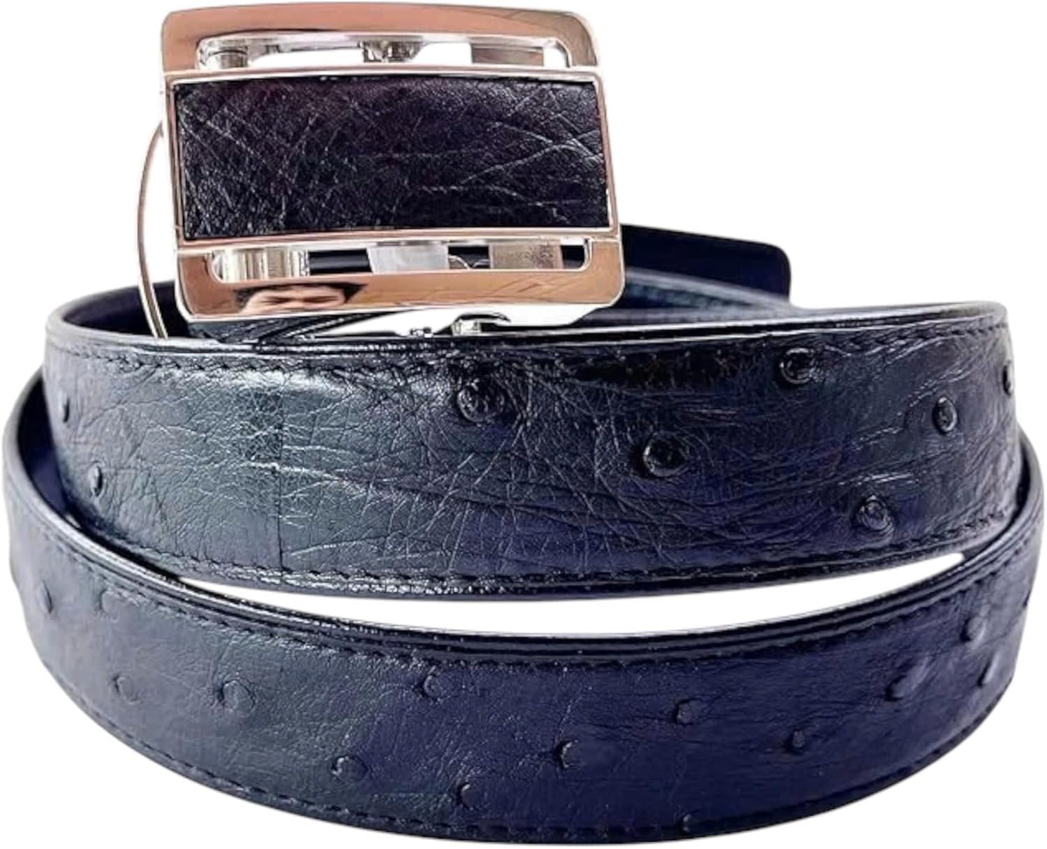 Black Genuine Ostrich leather belts buckcle for men Ostrich Leg Belt Skin buckle mens width 1.5" gift for him