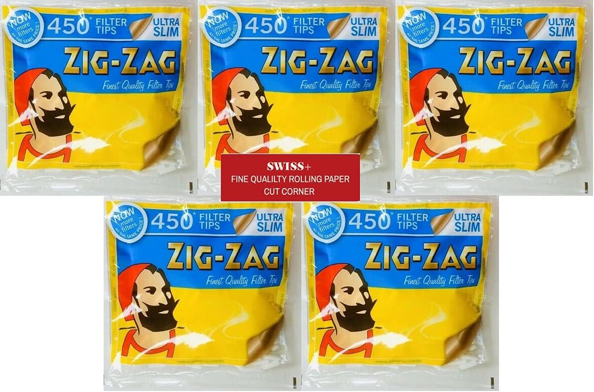 2250 x Zig Zag Filter Tips Ultra Slim AND 50 Swiss Rolling Paper