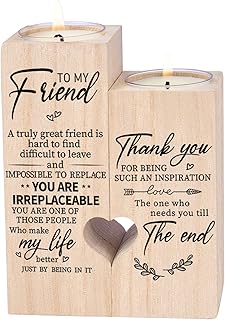 Double-Sided Printing Wooden Candle Holders-to My Friend,You are IRREPLACEABLE, Thank You for Being My Unbiological Sister.Women Female Girl Friends Personalized Custom Friendship Birthday Gift