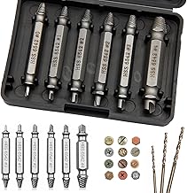 9 Piece Screw Extractor Set Left Hand Puller Set Material HSS 6542 Hardness 63-65 HRC with 3 Spiral Drill Bits for Removing Broken Damaged or Hard to Remove Screws