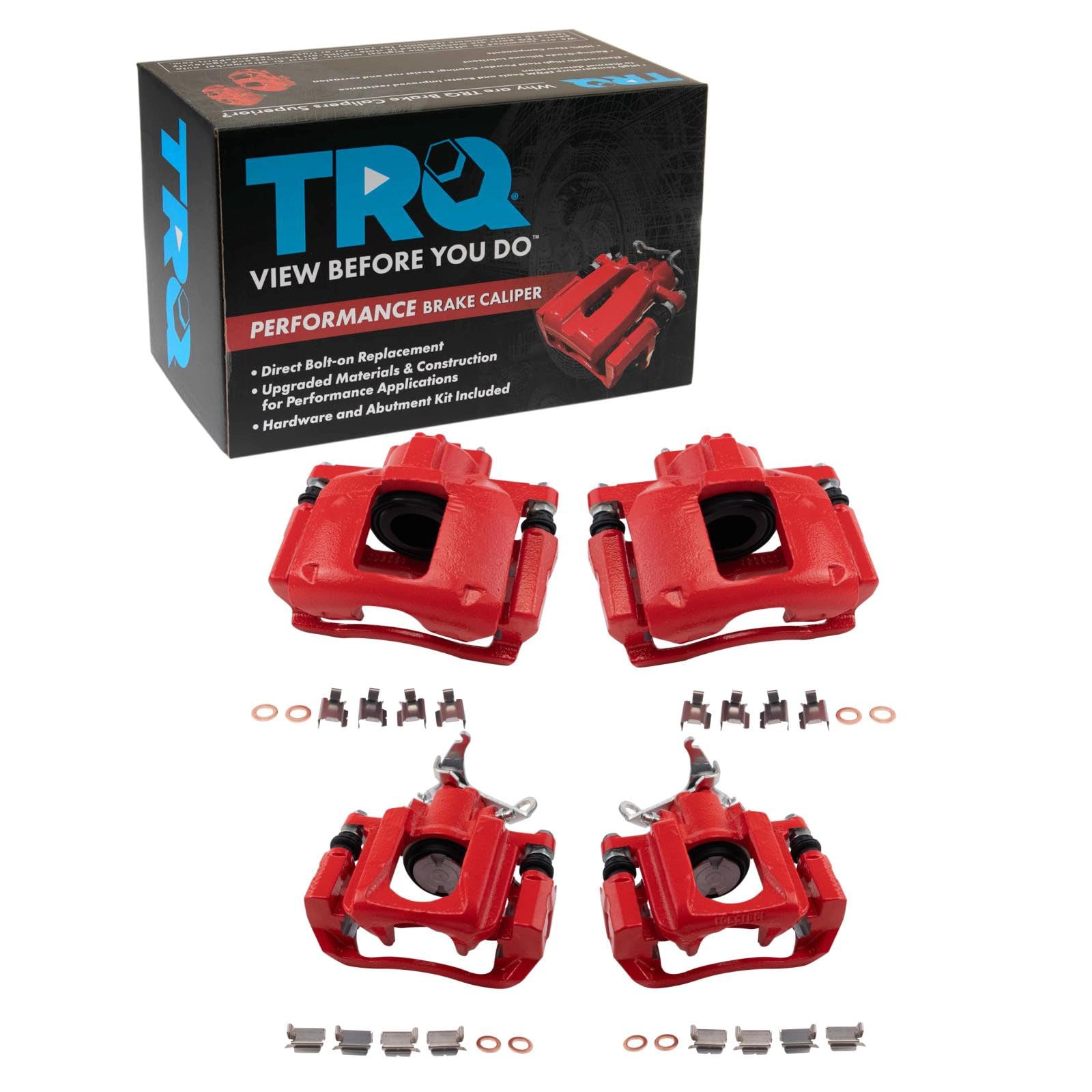 TRQ Front and Rear Brake Caliper Set Coated Brackets Compatible with 2009-2013 Dodge Journey