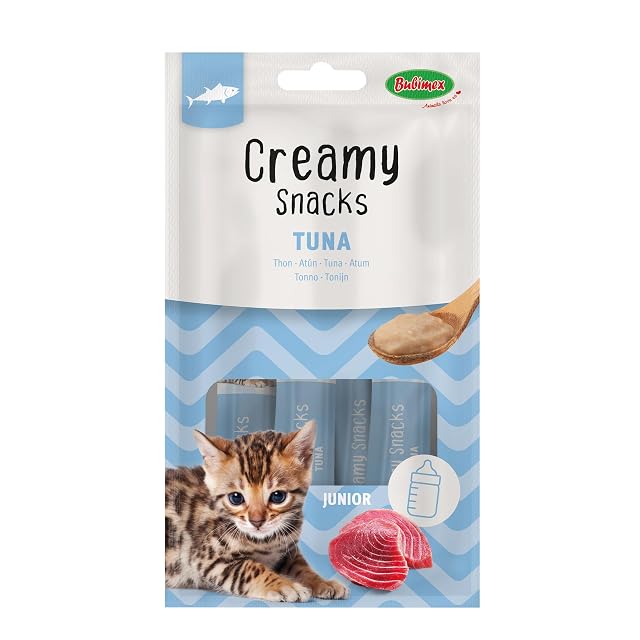 Bubimex Creamy Snacks Atún - Dulces Cremas para Lamiendo para Gatos - Textura Lisa, cremosa y apetitosa
