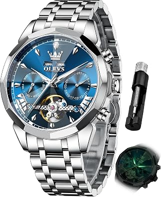 OLEVS Watches for Men Automatic Skeleton Original Luxury Waterproof Watch