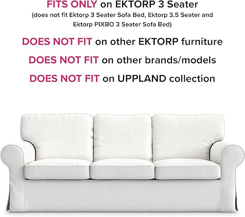 Miniatura 9 de Ektorp - Funda de repuesto para sofá de 3 plazas IKEA Ektorp de 3 asientos, funda para sofá Ektorp, solo funda Ektorp para 3 asientos (gris claro)