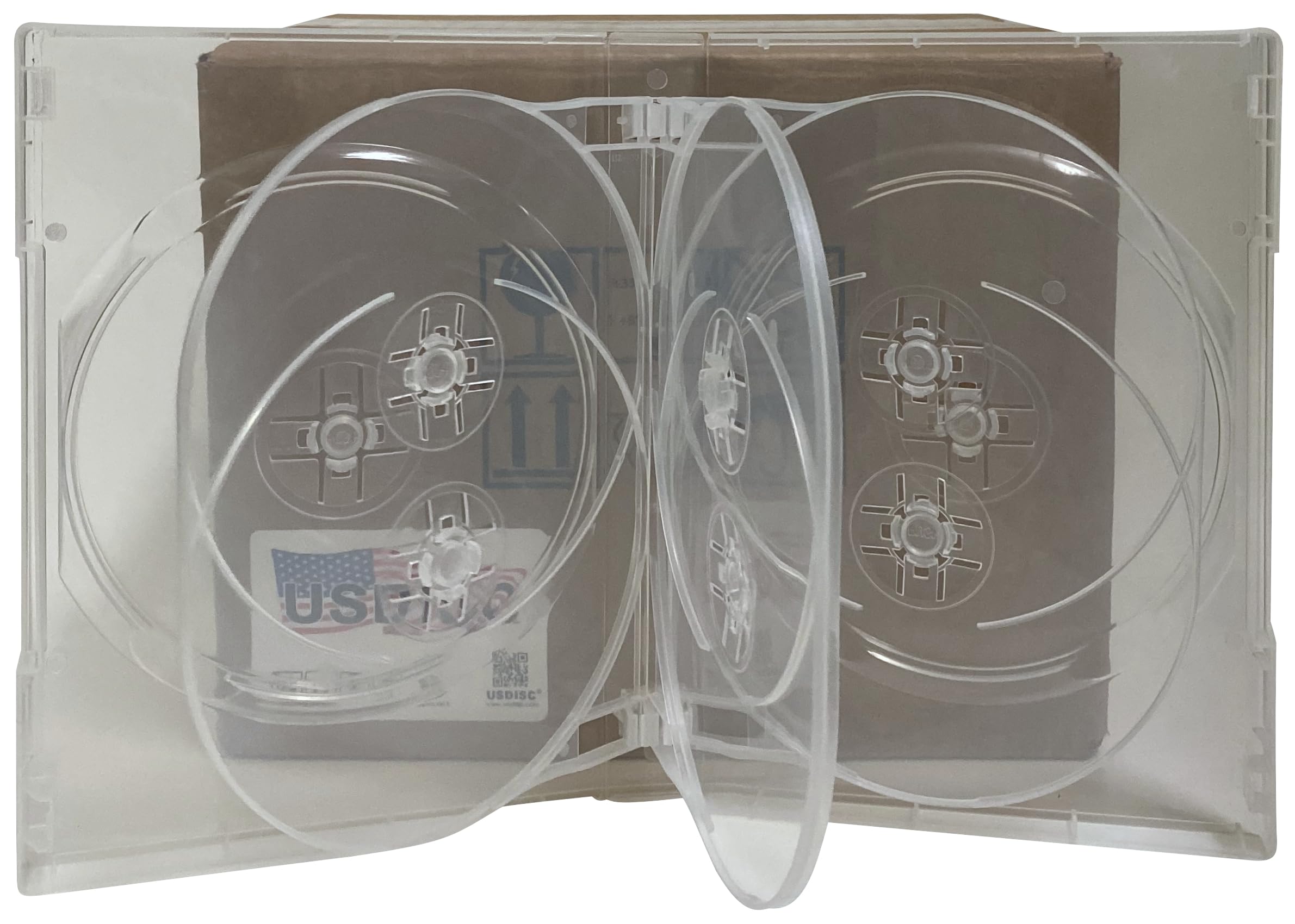 USDISC DVD Cases Chubby 27mm Economy, Octuple 8 Disc, Clear, Pack of 300