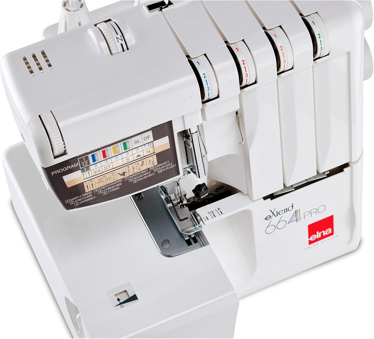 Elna eXtend 664PRO V2 2/3/4 Thread Serger with 12 Stitch Programs, Easy-Threading, Differential Feeding, Speeds Up to 1,300SPM