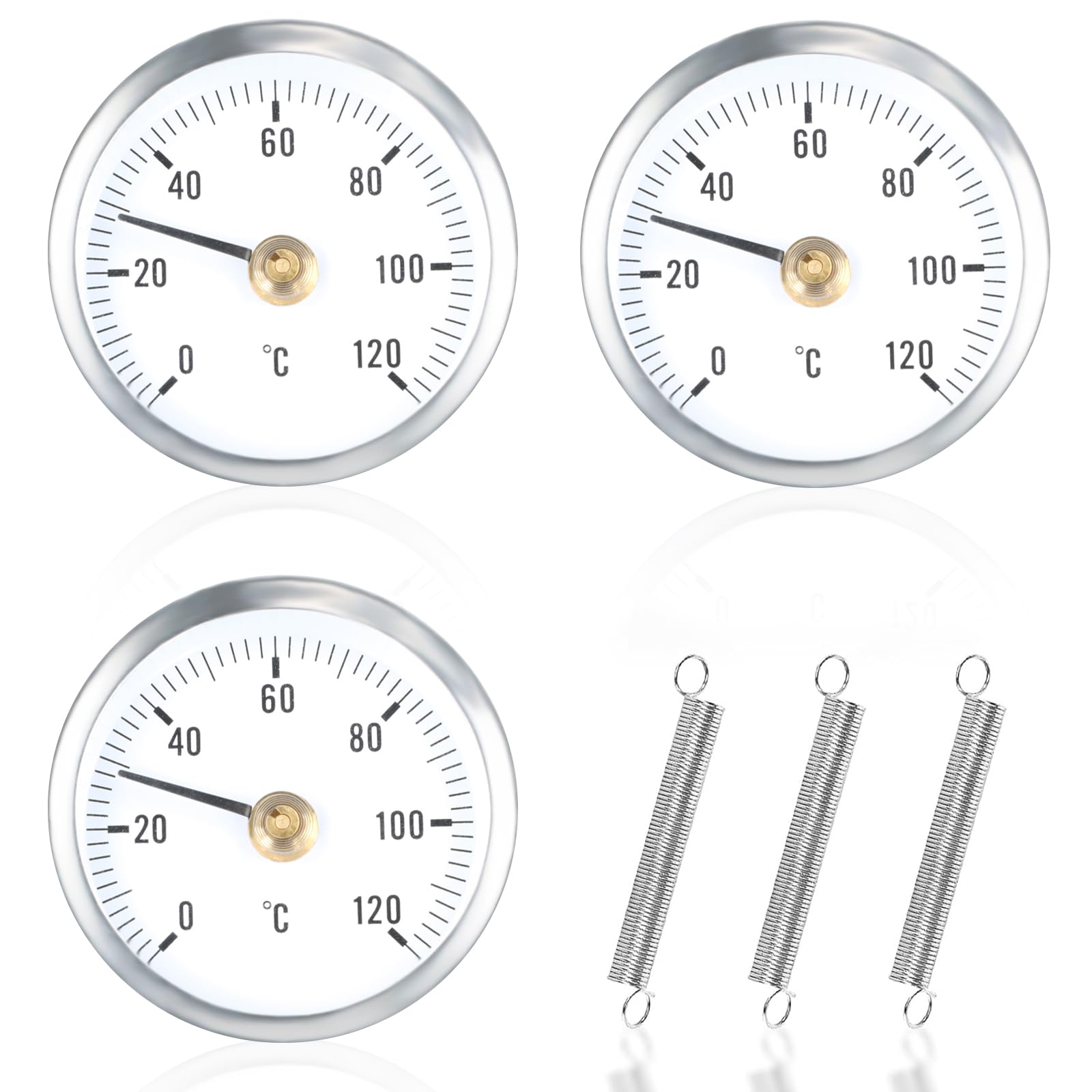 Termometro Bimetallico per Tubi dell'Acqua Calda, 0-120°C, Clip e Molla, Indicatore di Temperatura per Uso Industriale e Domestico