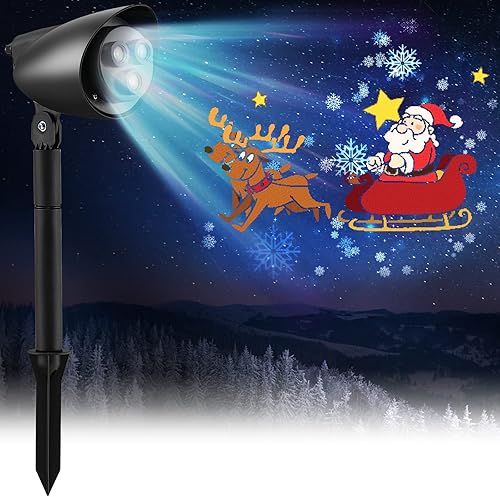 Miniatura 2 de S AFSTAR Proyector de luz de Navidad, iluminación LED decorativa impermeable al aire libre con patrón de Papá Noel y alce, luz de proyecto de