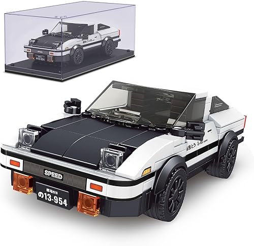 Mould King AE86 Initial D - Juego de bloques de construcción de coche de juguete con vitrina de acrílico, modelo coleccionable 27013, genial cabina