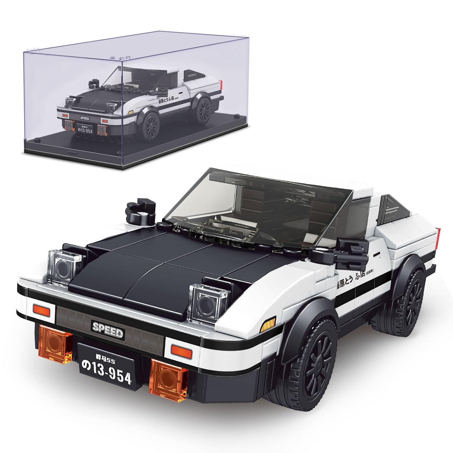 Mould King AE86 Initial D Toy Car Building Sets with Acrylic Display Case, Collectible Model Car Toy Building Blocks 27013, Cool Simulation Cockpit Speed Racing Car for Fans and Kids 8+ (399 Pieces)