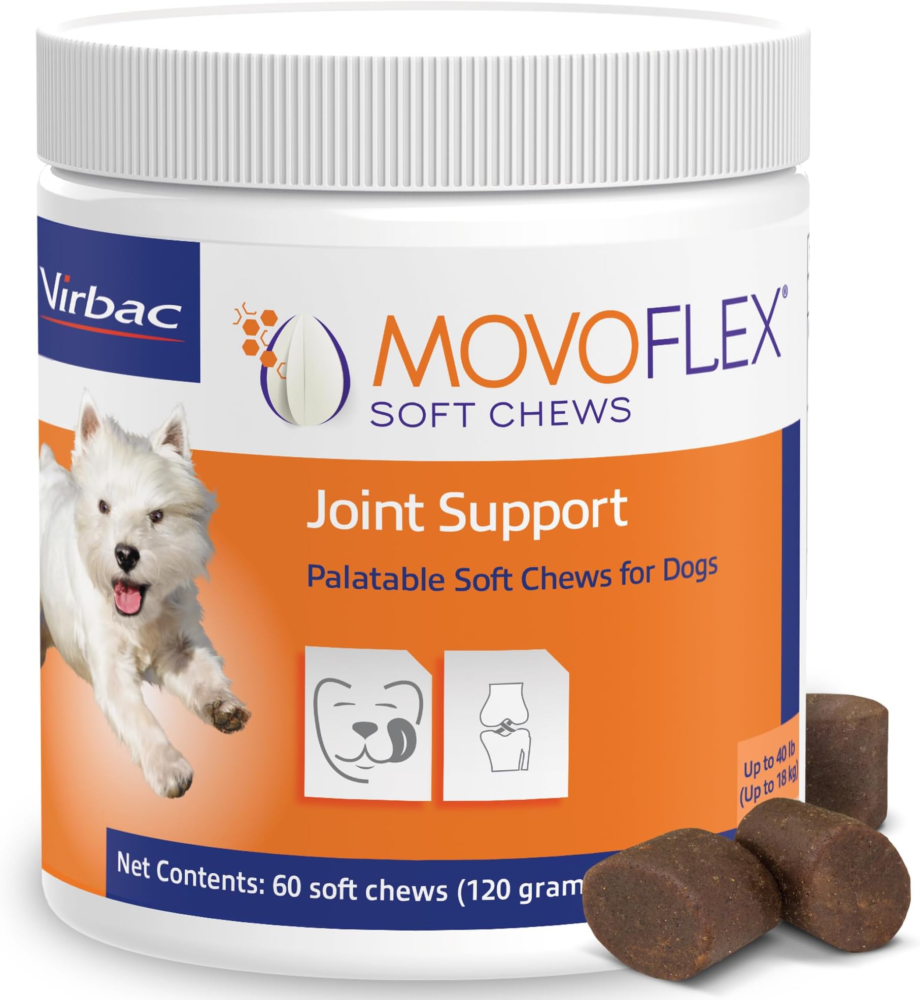 - MOVOFLEX Joint Support Supplement for Dogs - Hip and Joint Support - Dog Joint Supplement - Hip and Joint Supplement Dogs - 60 Soft Chews for Small Dogs (by Virbac)