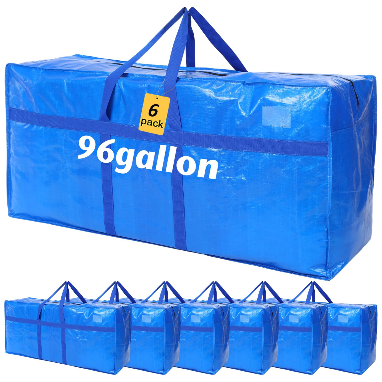 4 Pcs 96 Gallon Extra Large Moving Bags Heavy Duty Storage Bag with Strong Zipper Handle Foldable XXL