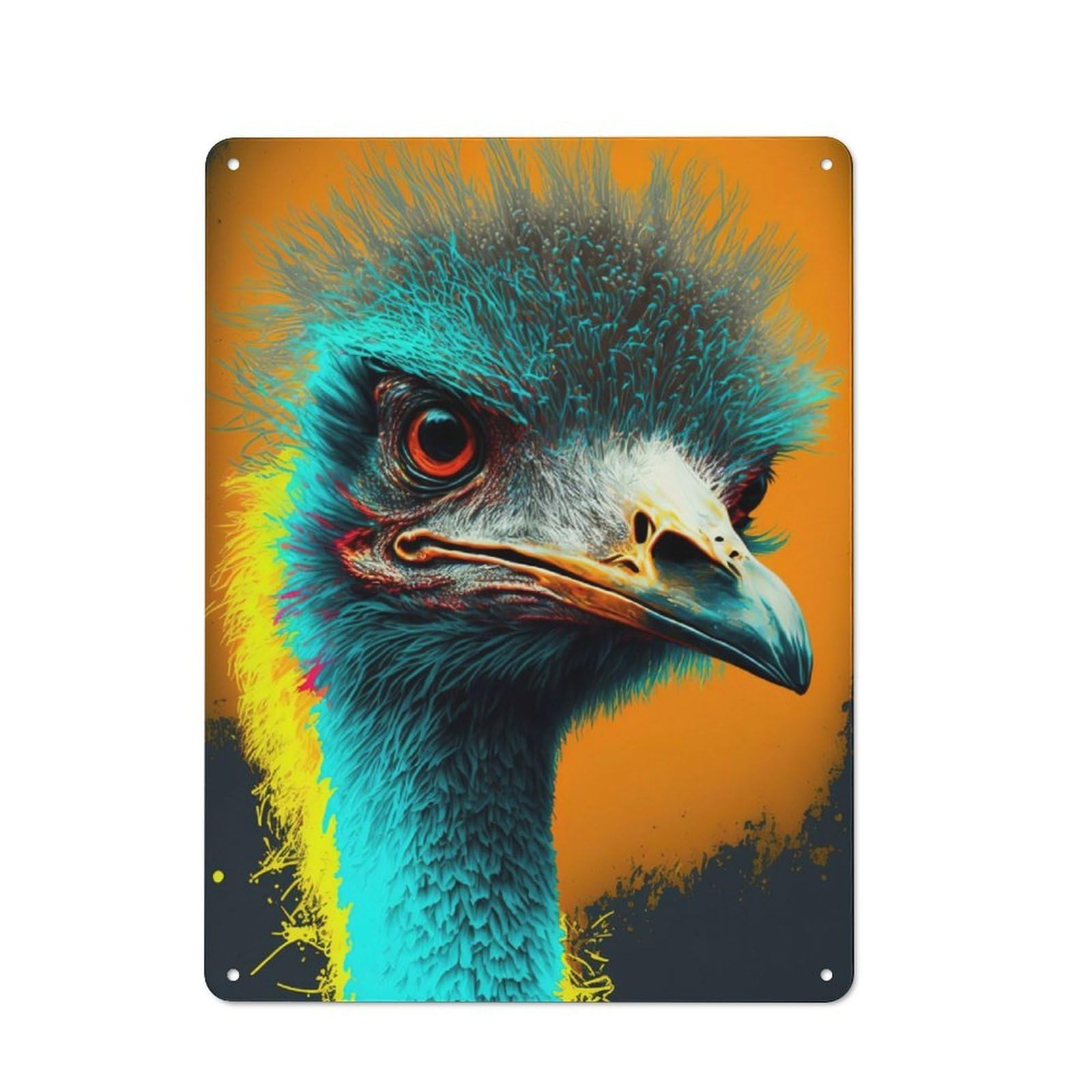 Junmoney Ostrich Animal Vintage Metal Plaque 40X30cm For Living Room Or Hallway, A Christmas Gift For People Styling Living Room And Hallway