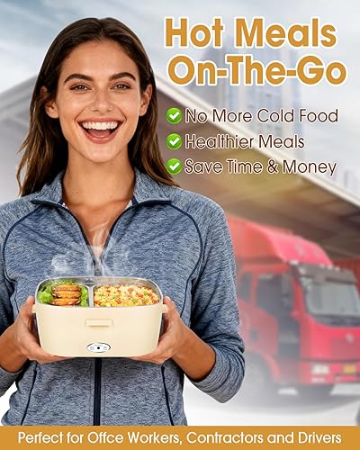 Miniatura 6 de LAVAED Lonchera Eléctrica Calentada para Adultos, Calentador de Alimentos Portátil - Calentador de Alimentos de Calentamiento Rápido de 80W con