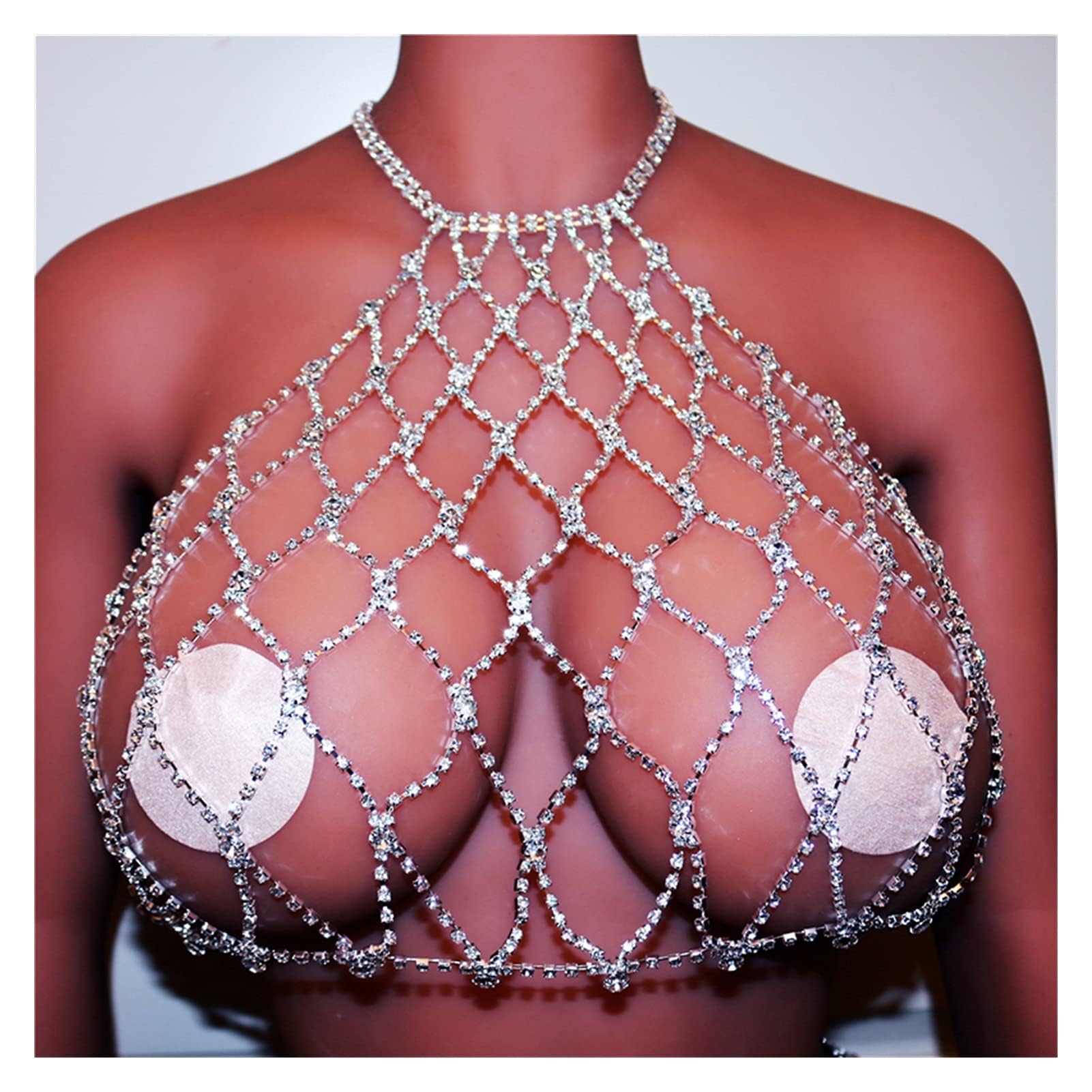 Körperkette Design Kristallkette Mesh Bodysuit BH Und Unterwäsche Schmuck Für Frauen Mode Bikini Schmuck Körperkette Dessous