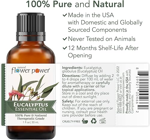 Miniatura 2 de Natural Flower Power - Aceite esencial de menta grado terapéutico 100 puro y natural sin diluir para aromaterapia 1 onza líquida 10fl oz