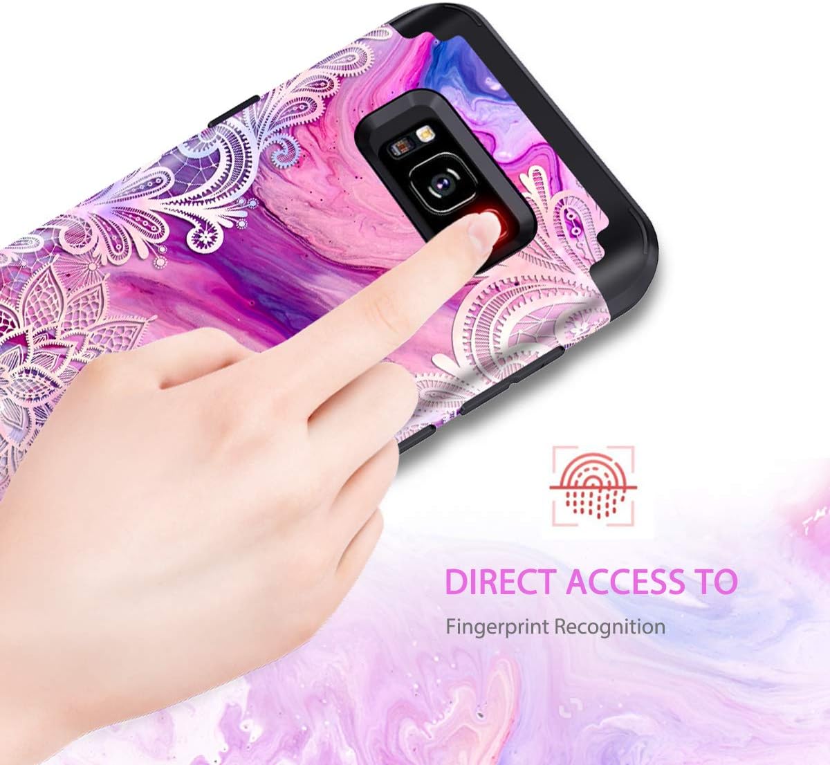 Hekodonk Compatible Galaxy S8 Case,Marble Lace Mandala Heavy Duty Hybrid Sturdy High Impact Shockproof Hard PC + TPU Fullbody Protective Cover for Samsung Galaxy S8 (Marble Lace)