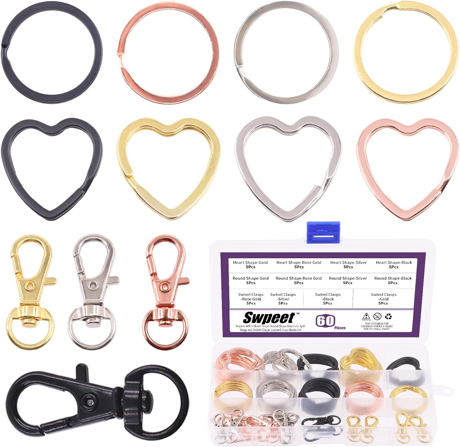 Swpeet Assortiment De 60 Boutons En Alliage De 4 Couleurs, 15