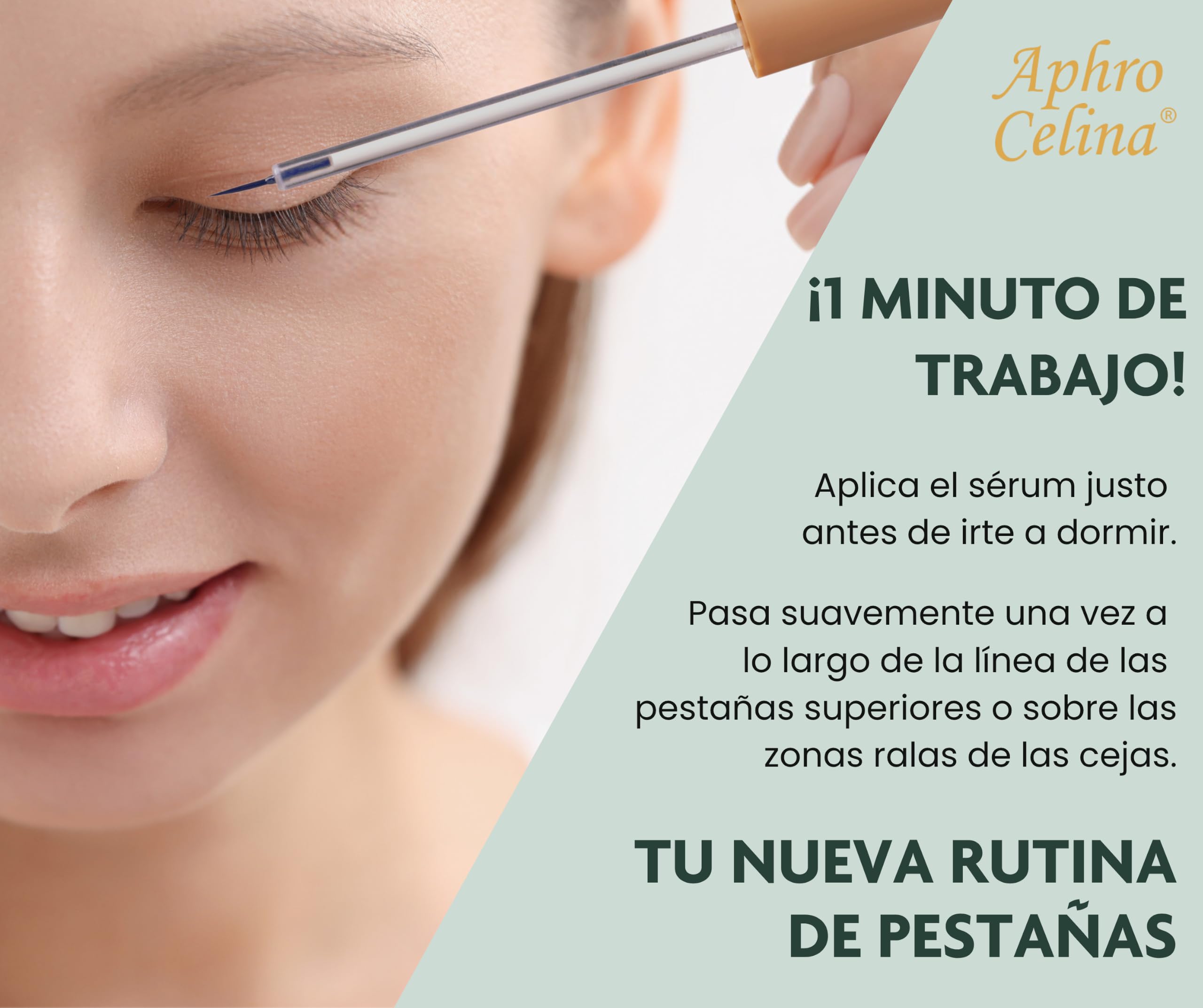 Aphro Celina Sérum para Pestañas, 3 ml, Natural, sin Hormonas, para Crecimiento y Cuidado de Pestañas