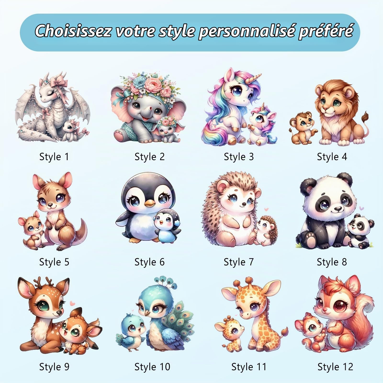 Sac à Langer Personnalisé avec Animaux et Prénom | Sac à Dos pour Bébé Garçon et Fille | Cadeau pour Nouveaux Parents, Baptême, 1er Jour des Mères