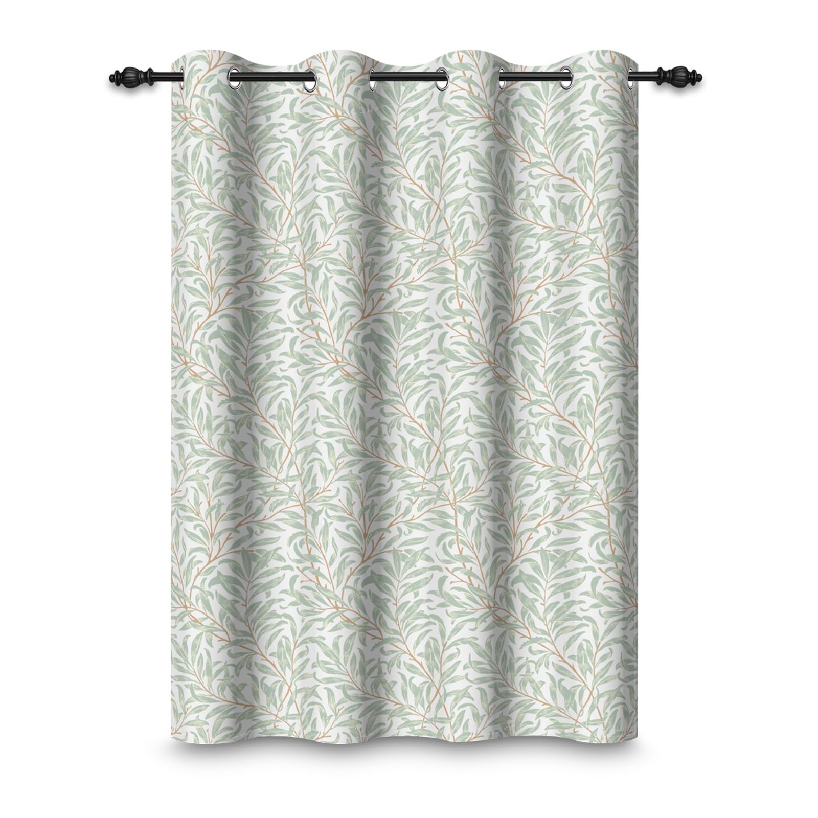 ggaimwf 107x215cm Leaf Blackout Curtain Branches Spring Blue Seamless Painting Eyelet Drapes Blackout Thermal Insulated Grommet Window Treatments for Living Room Bedroom Dining Room,Single Panel โ image 1