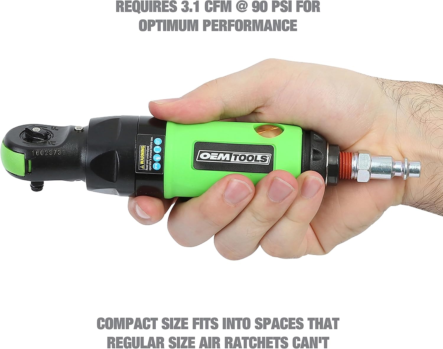 OEMTOOLS 24415 1/4 Inch Drive Air Ratchet, Impact Ratchet Wrench with 700 RPM, 50 Ft/Lb. Torque, Compact Fastening in Tight Spaces, Lightweight Automotive Tool