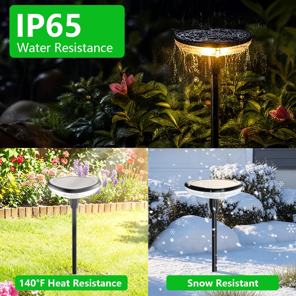 Lampade solari per esterni, giardino, 4 pezzi, 34 lm, luce bianca calda, 1000 mAh, IP65, luci solari da giardino in ABS, accensione e spegnimento automatico, decorazione da giardino, per piante