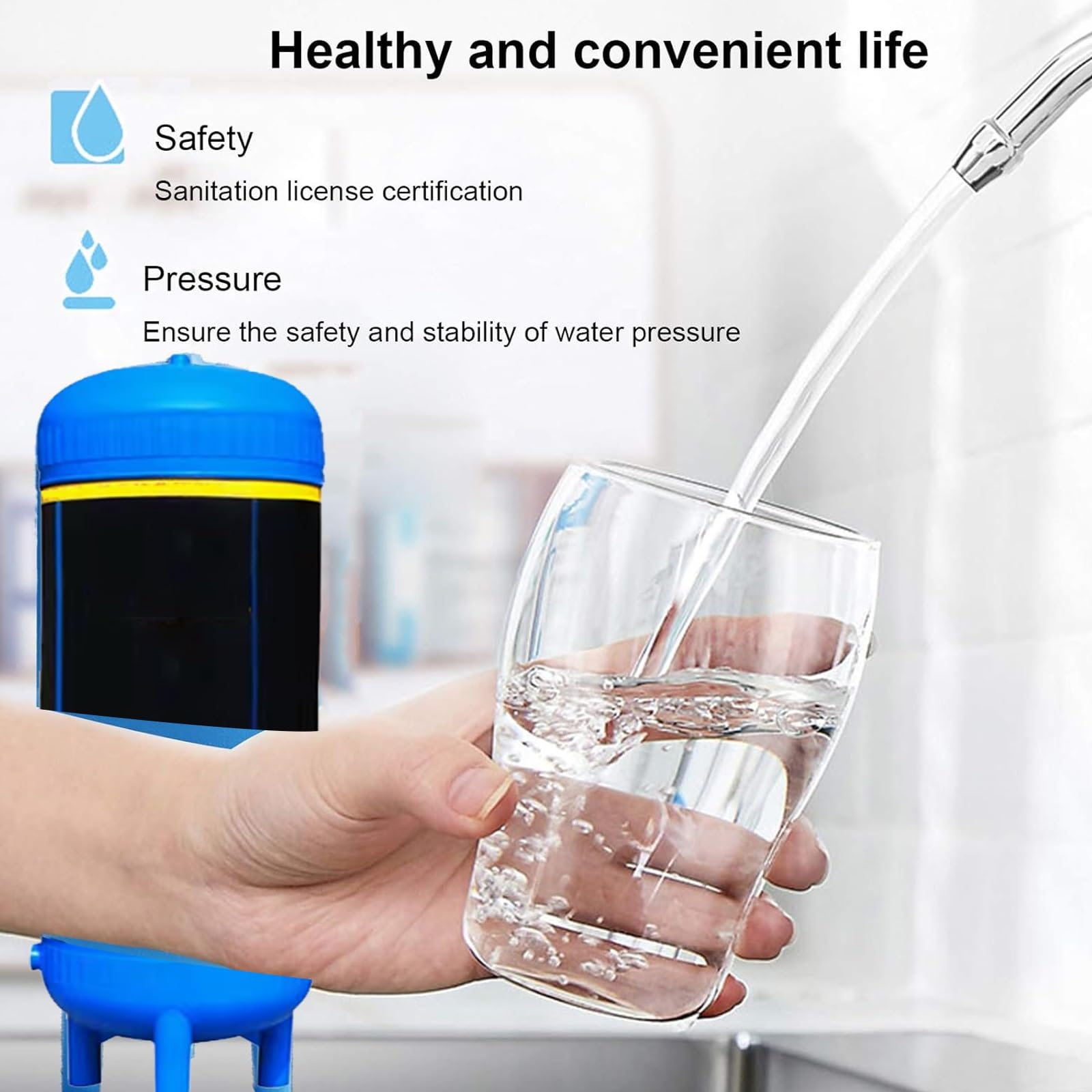 Depósito de Agua Doméstico de Gran Capacidad | Torre de Agua Vertical a Presión para Pozos, Fabricada en PE Apto para Uso Alimentario(300L/79.2gal)