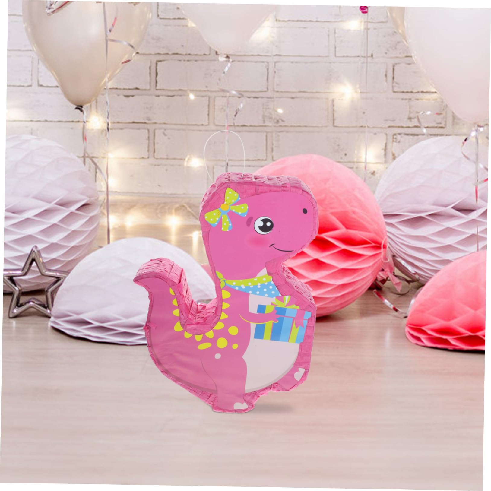 PRETYZOOM Piñata de Dinosaurio Rosa de Papel, Decoración Colgante para Fiesta y Portacaramelos, Adecuado para Cumpleaños y Fotomatón