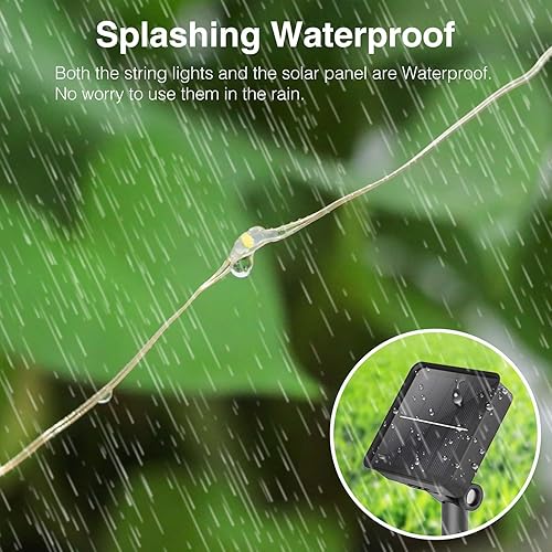 Miniatura 3 de kolpop Paquete de 6 luces solares para exteriores, 192 pies, 480 luces LED solares para exteriores, impermeables, 8 modos, alambre de cobre, luces